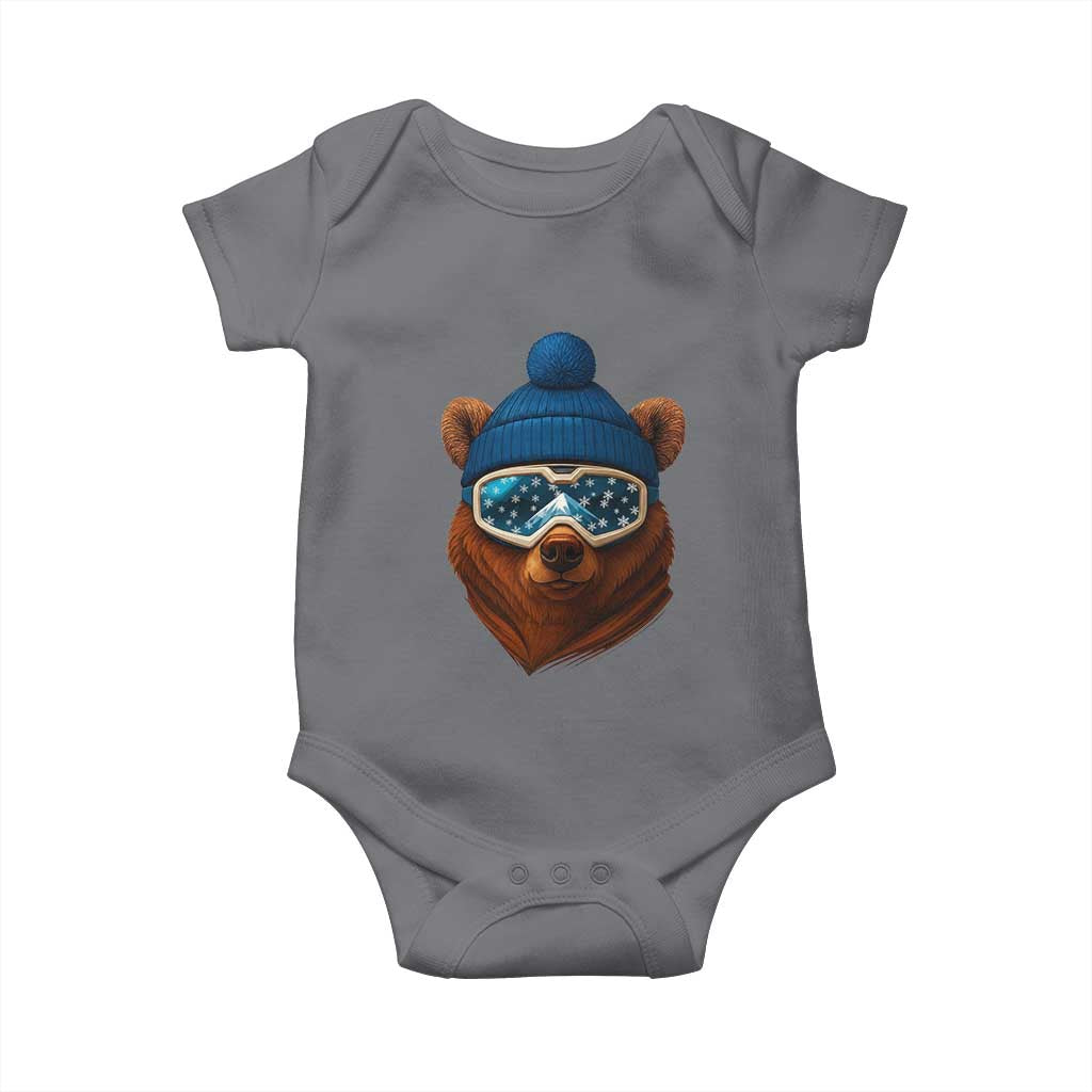 Grizzly Bear Snowboard Goggles Skiing Snow Winter Sport Baby Onesie TS11 Charcoal Print Your Wear