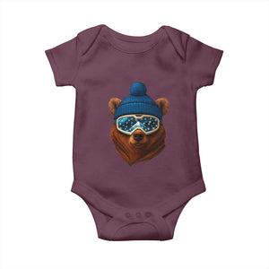 Grizzly Bear Snowboard Goggles Skiing Snow Winter Sport Baby Onesie TS11 Maroon Print Your Wear