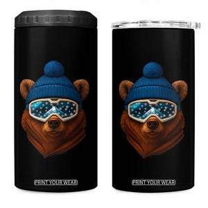 Grizzly Bear Snowboard Goggles Skiing Snow Winter Sport 4 in 1 Can Cooler Tumbler TS11 One Size: 16 oz Black Print Your Wear