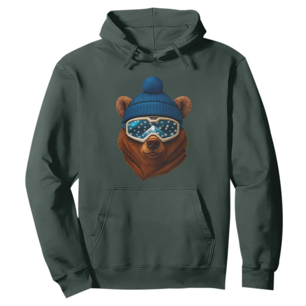 Grizzly Bear Snowboard Goggles Skiing Snow Winter Sport Hoodie TS11 Dark Forest Green Print Your Wear