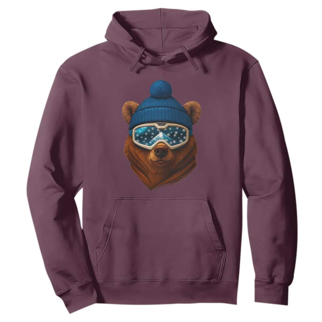 Grizzly Bear Snowboard Goggles Skiing Snow Winter Sport Hoodie TS11 Maroon Print Your Wear