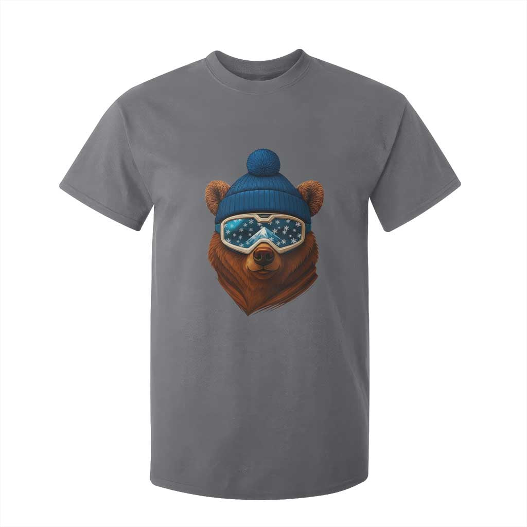 Grizzly Bear Snowboard Goggles Skiing Snow Winter Sport T Shirt For Kid TS11 Charcoal Print Your Wear