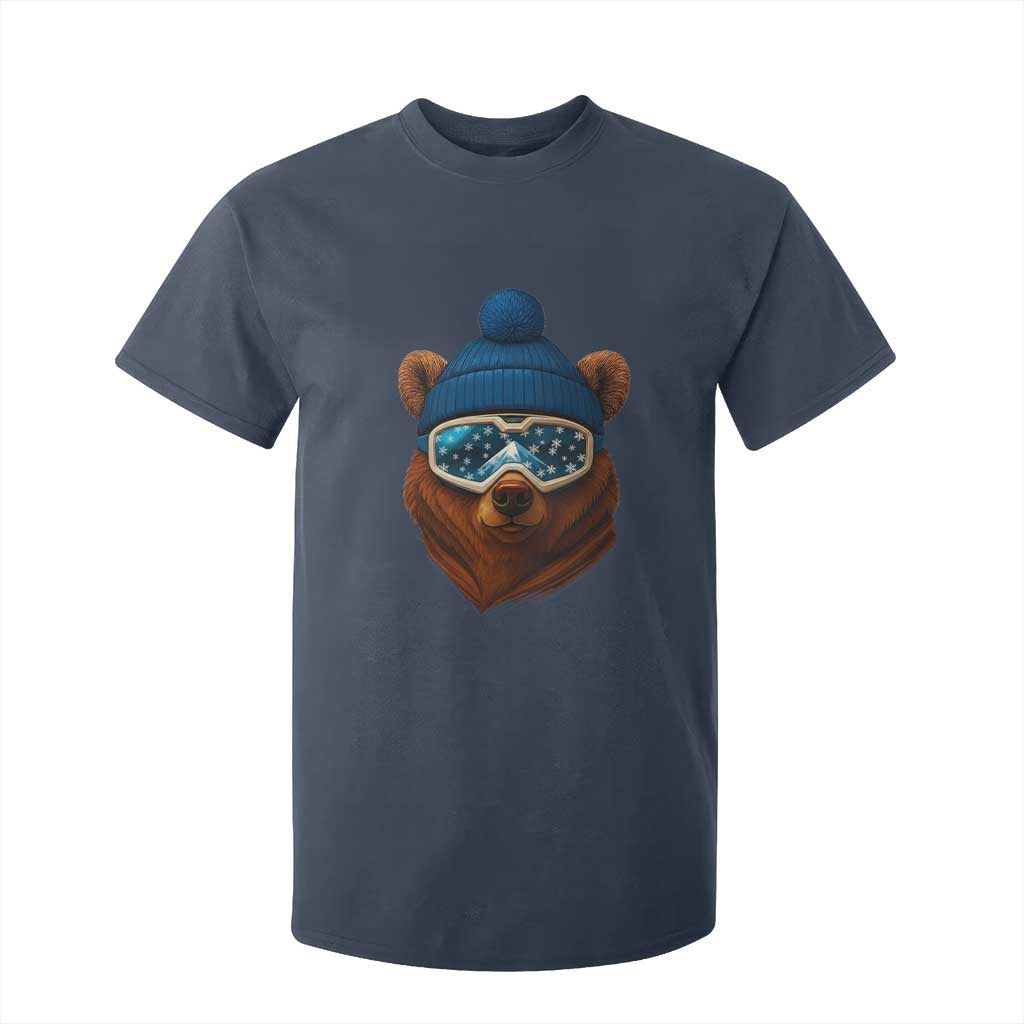 Grizzly Bear Snowboard Goggles Skiing Snow Winter Sport T Shirt For Kid TS11 Navy Print Your Wear