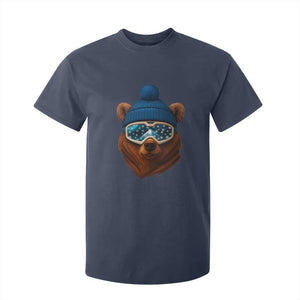 Grizzly Bear Snowboard Goggles Skiing Snow Winter Sport T Shirt For Kid TS11 Navy Print Your Wear