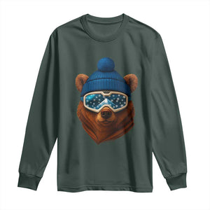 Grizzly Bear Snowboard Goggles Skiing Snow Winter Sport Long Sleeve Shirt TS11 Dark Forest Green Print Your Wear