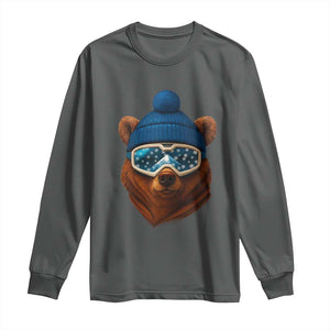 Grizzly Bear Snowboard Goggles Skiing Snow Winter Sport Long Sleeve Shirt TS11 Dark Heather Print Your Wear