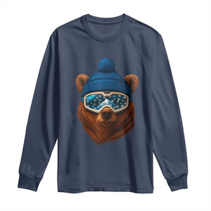 Grizzly Bear Snowboard Goggles Skiing Snow Winter Sport Long Sleeve Shirt TS11 Navy Print Your Wear