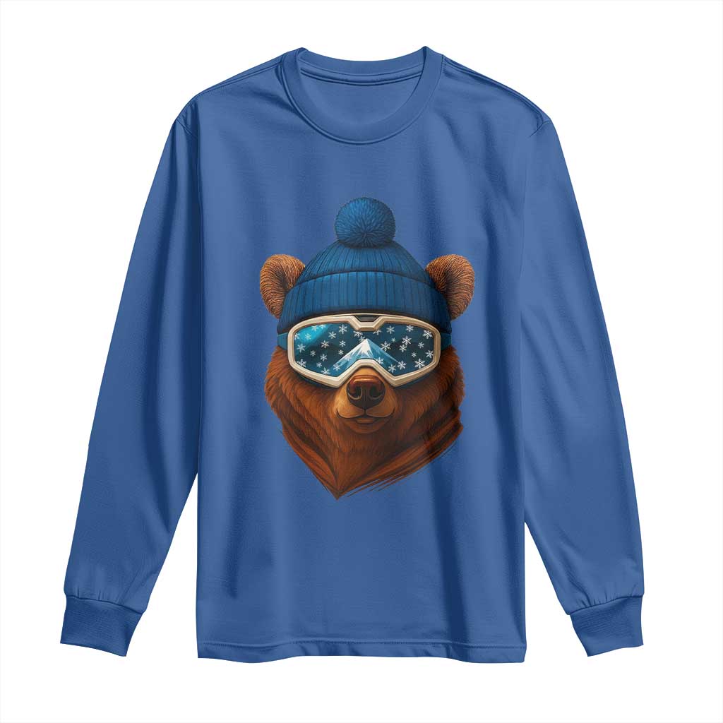 Grizzly Bear Snowboard Goggles Skiing Snow Winter Sport Long Sleeve Shirt TS11 Royal Blue Print Your Wear