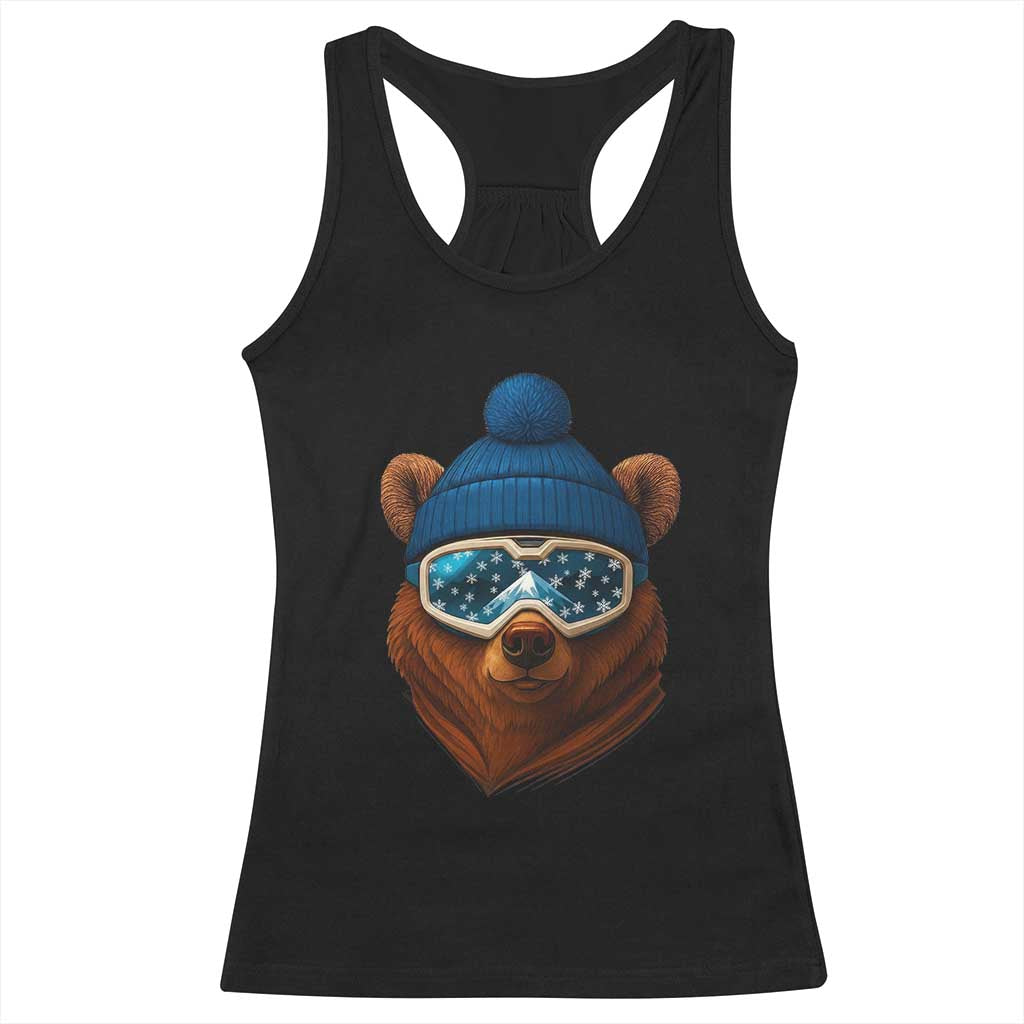 Grizzly Bear Snowboard Goggles Skiing Snow Winter Sport Racerback Tank Top TS11 Black Print Your Wear