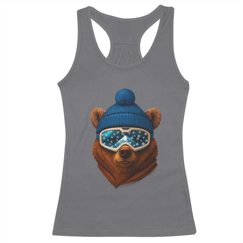 Grizzly Bear Snowboard Goggles Skiing Snow Winter Sport Racerback Tank Top TS11 Charcoal Print Your Wear