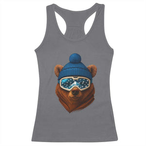 Grizzly Bear Snowboard Goggles Skiing Snow Winter Sport Racerback Tank Top TS11 Charcoal Print Your Wear
