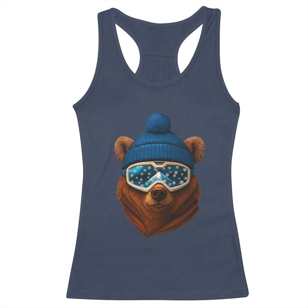 Grizzly Bear Snowboard Goggles Skiing Snow Winter Sport Racerback Tank Top TS11 Navy Print Your Wear