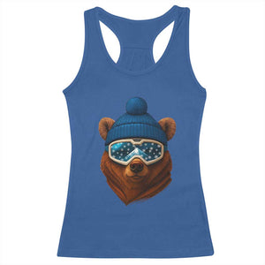 Grizzly Bear Snowboard Goggles Skiing Snow Winter Sport Racerback Tank Top TS11 Royal Blue Print Your Wear