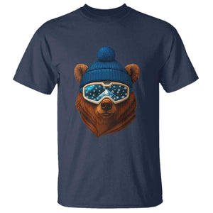 Grizzly Bear Snowboard Goggles Skiing Snow Winter Sport T Shirt TS11 Navy Print Your Wear