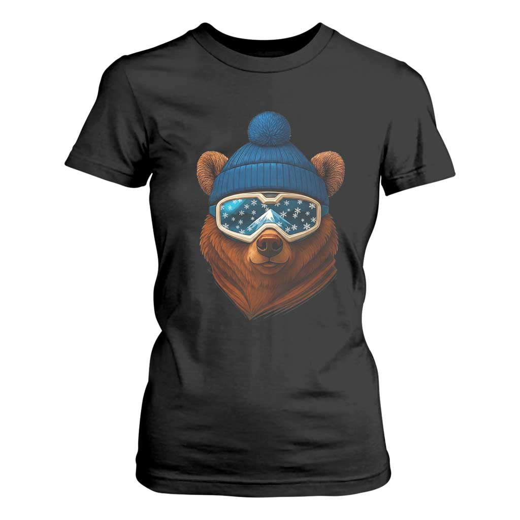 Grizzly Bear Snowboard Goggles Skiing Snow Winter Sport T Shirt For Women TS11 Black Print Your Wear