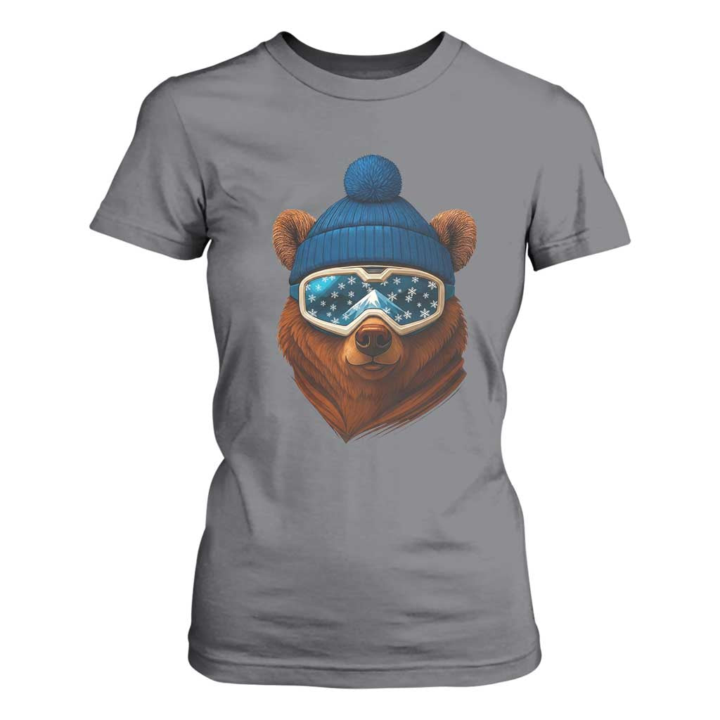 Grizzly Bear Snowboard Goggles Skiing Snow Winter Sport T Shirt For Women TS11 Charcoal Print Your Wear