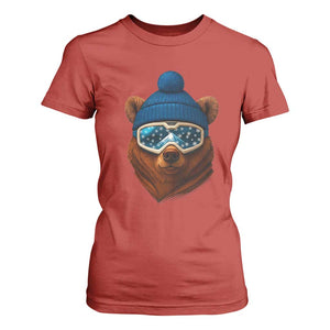 Grizzly Bear Snowboard Goggles Skiing Snow Winter Sport T Shirt For Women TS11 Red Print Your Wear