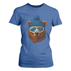 Grizzly Bear Snowboard Goggles Skiing Snow Winter Sport T Shirt For Women TS11 Royal Blue Print Your Wear