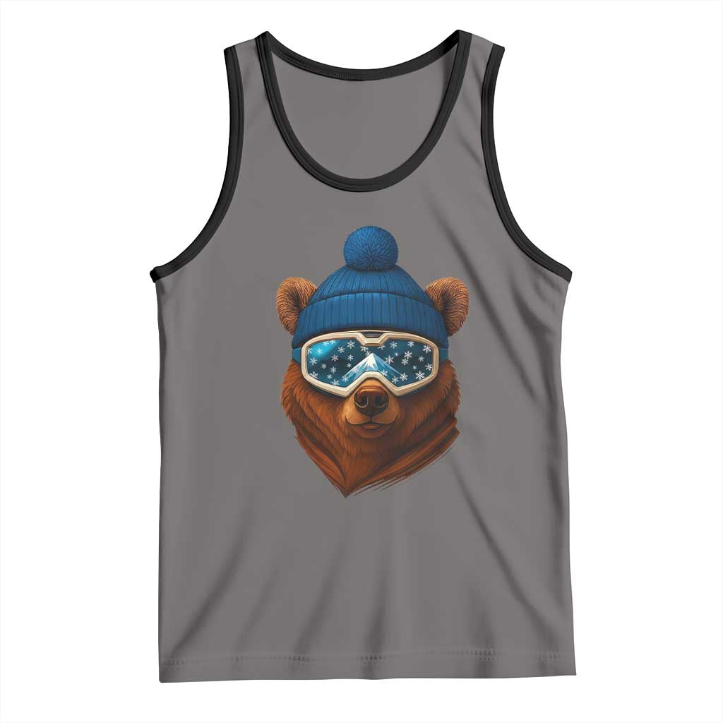 Grizzly Bear Snowboard Goggles Skiing Snow Winter Sport Tank Top TS11 Deep Heather Black Print Your Wear
