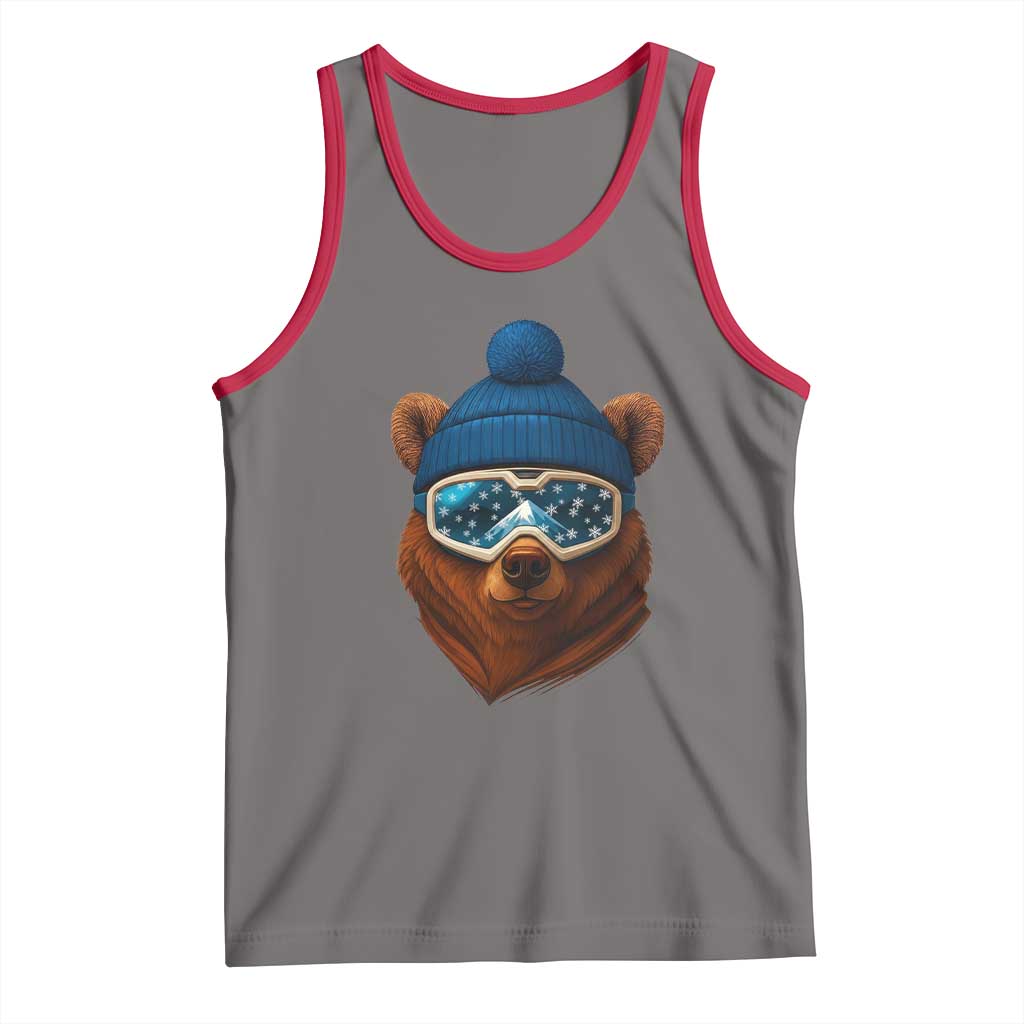 Grizzly Bear Snowboard Goggles Skiing Snow Winter Sport Tank Top TS11 Deep Heather Red Print Your Wear