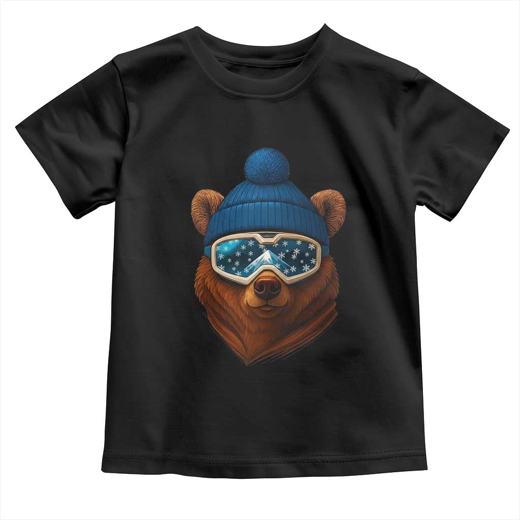 Grizzly Bear Snowboard Goggles Skiing Snow Winter Sport Toddler T Shirt TS11 Black Print Your Wear