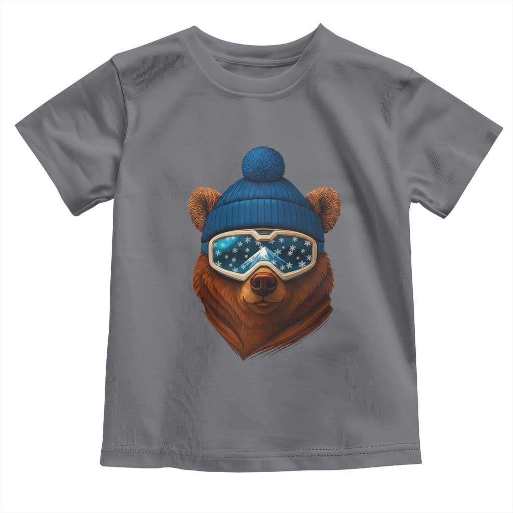 Grizzly Bear Snowboard Goggles Skiing Snow Winter Sport Toddler T Shirt TS11 Charcoal Print Your Wear