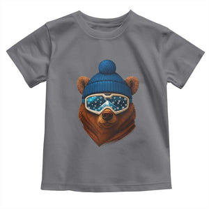 Grizzly Bear Snowboard Goggles Skiing Snow Winter Sport Toddler T Shirt TS11 Charcoal Print Your Wear
