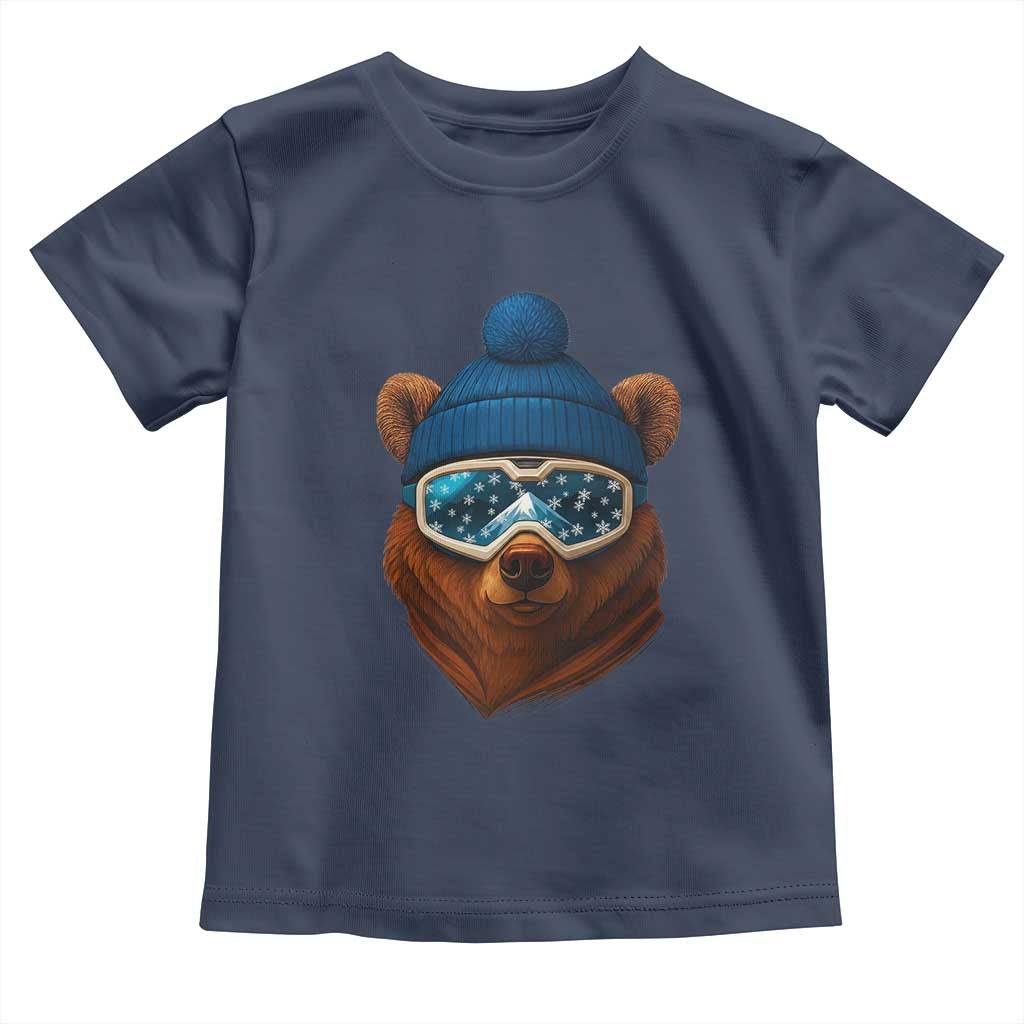 Grizzly Bear Snowboard Goggles Skiing Snow Winter Sport Toddler T Shirt TS11 Navy Print Your Wear