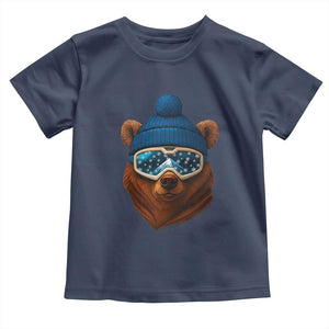 Grizzly Bear Snowboard Goggles Skiing Snow Winter Sport Toddler T Shirt TS11 Navy Print Your Wear