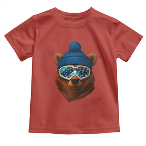 Grizzly Bear Snowboard Goggles Skiing Snow Winter Sport Toddler T Shirt TS11 Red Print Your Wear