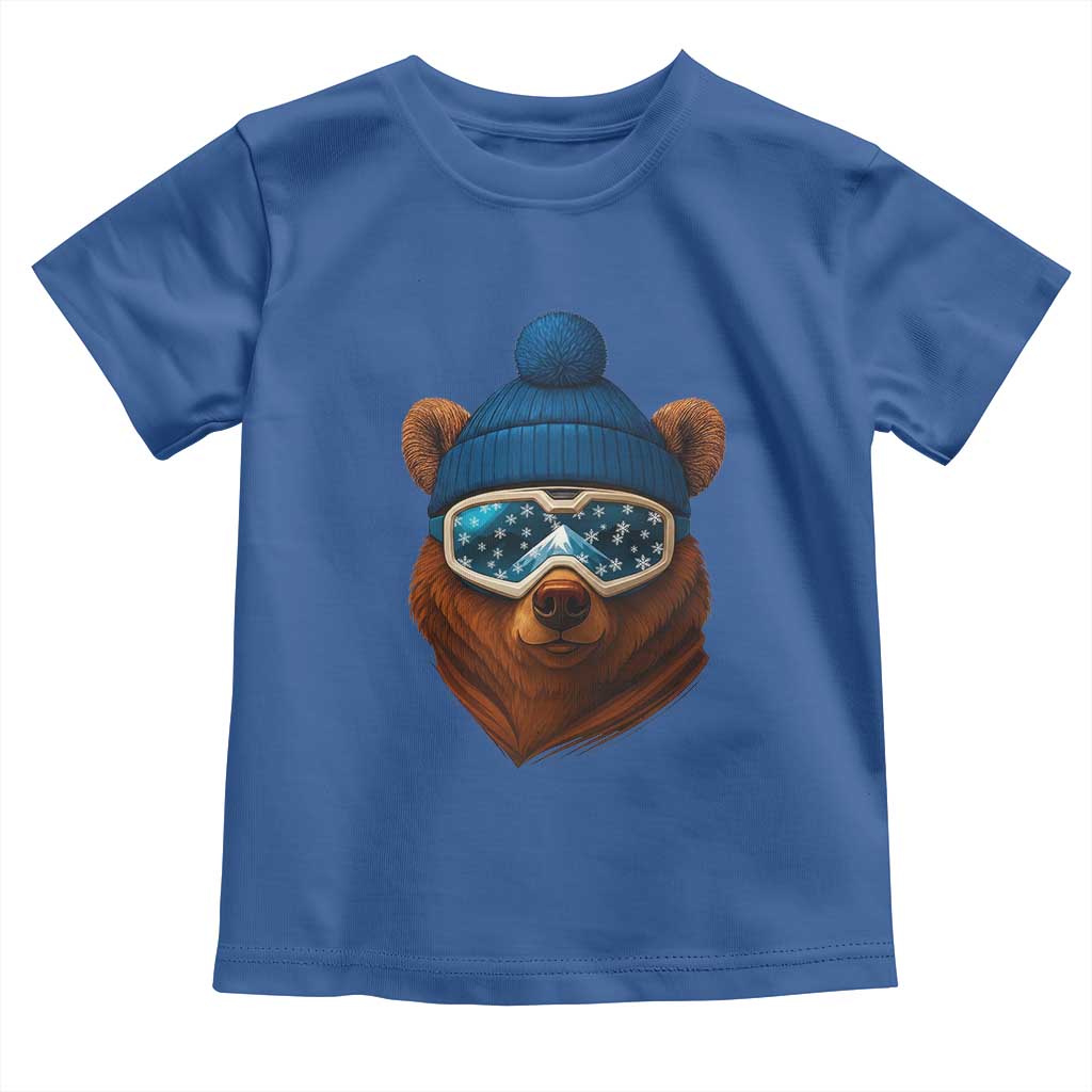 Grizzly Bear Snowboard Goggles Skiing Snow Winter Sport Toddler T Shirt TS11 Royal Blue Print Your Wear