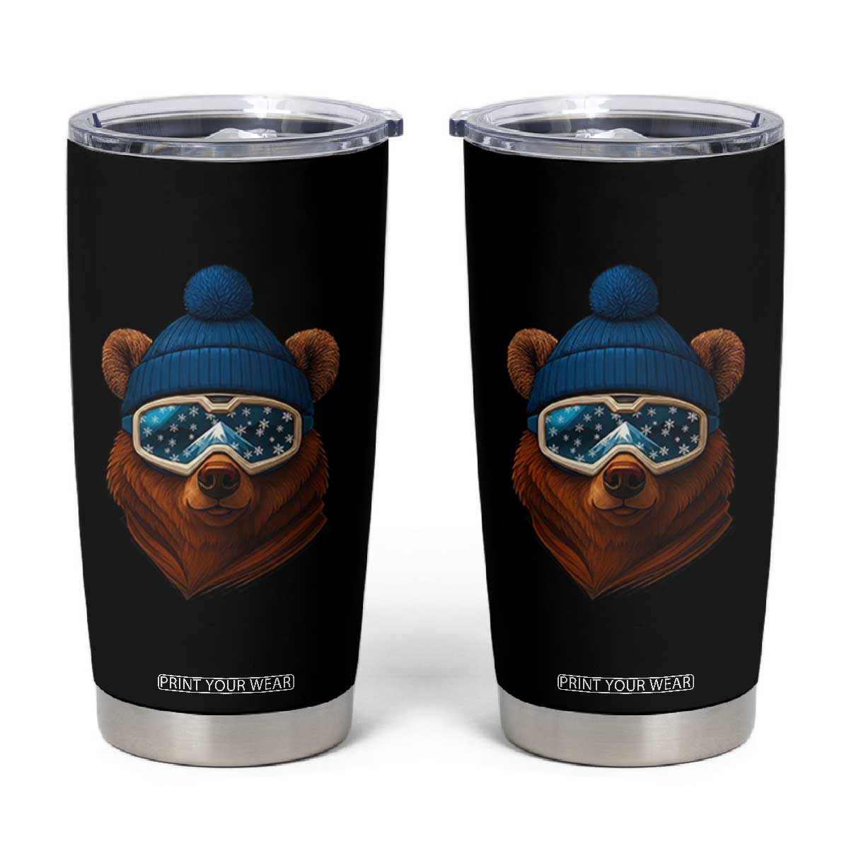 Grizzly Bear Snowboard Goggles Skiing Snow Winter Sport Tumbler Cup TS11 Black Print Your Wear