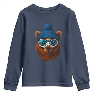 Grizzly Bear Snowboard Goggles Skiing Snow Winter Sport Youth Sweatshirt TS11 Navy Print Your Wear