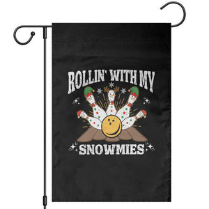 Funny Christmas Bowling Garden Flag Rollin With My Snowmies Bowling Pins TS11 Black Print Your Wear