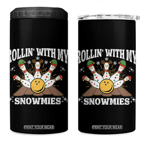 Funny Christmas Bowling 4 in 1 Can Cooler Tumbler Rollin With My Snowmies Bowling Pins TS11 One Size: 16 oz Black Print Your Wear