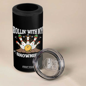 Funny Christmas Bowling 4 in 1 Can Cooler Tumbler Rollin With My Snowmies Bowling Pins TS11 Print Your Wear