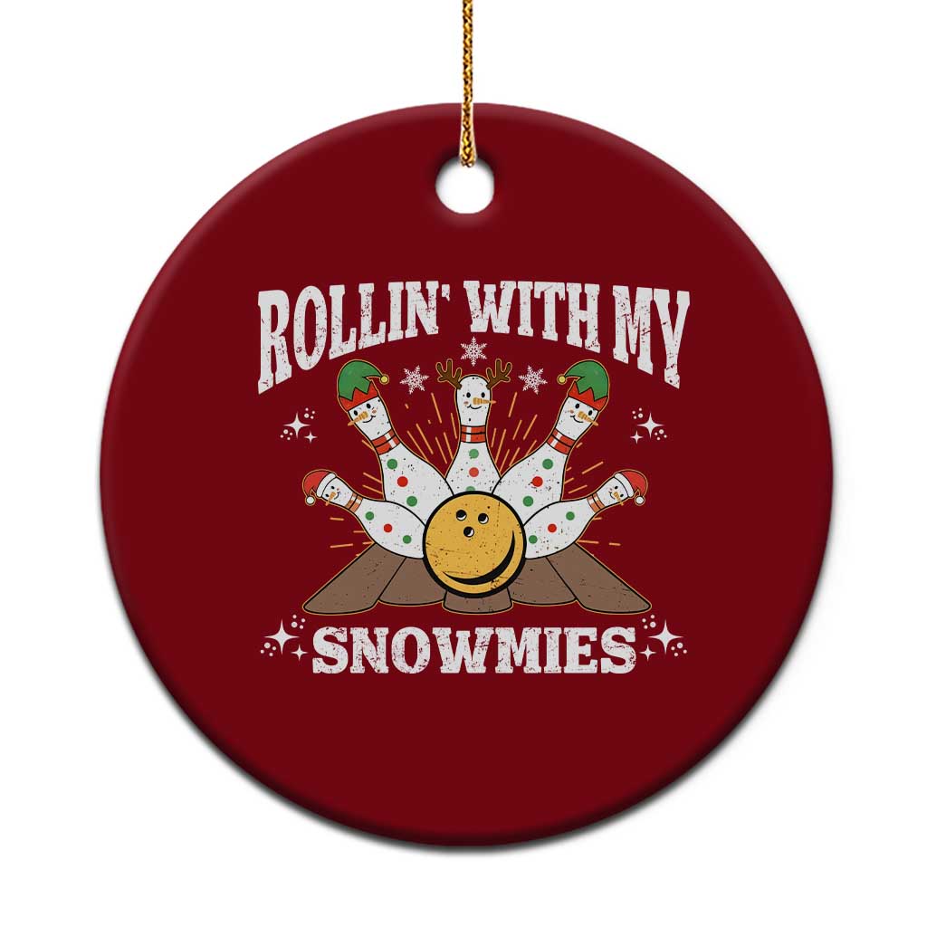 Funny Christmas Bowling Ceramic Ornament Rollin With My Snowmies Bowling Pins TS11 1pc Red Print Your Wear