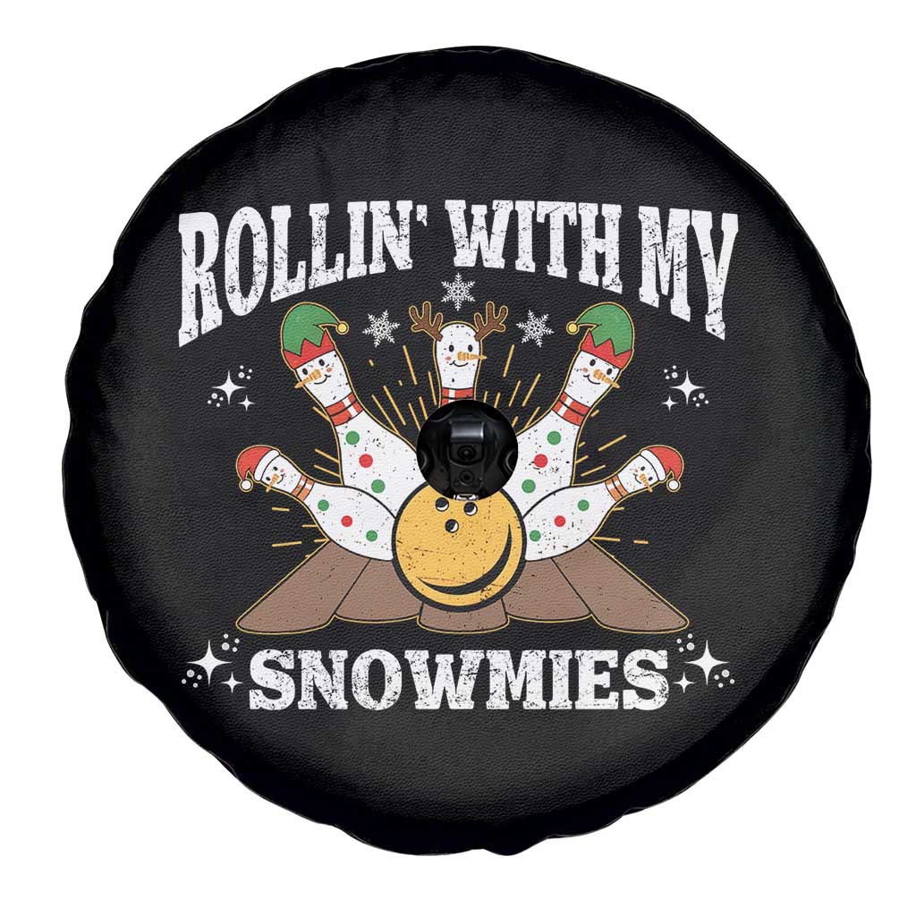 Funny Christmas Bowling Spare Tire Cover Rollin With My Snowmies Bowling Pins TS11 Print Your Wear