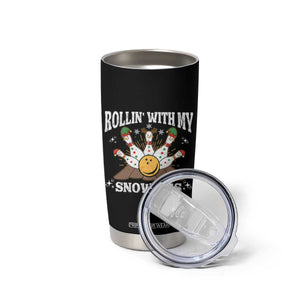 Funny Christmas Bowling Tumbler Cup Rollin With My Snowmies Bowling Pins TS11 Print Your Wear