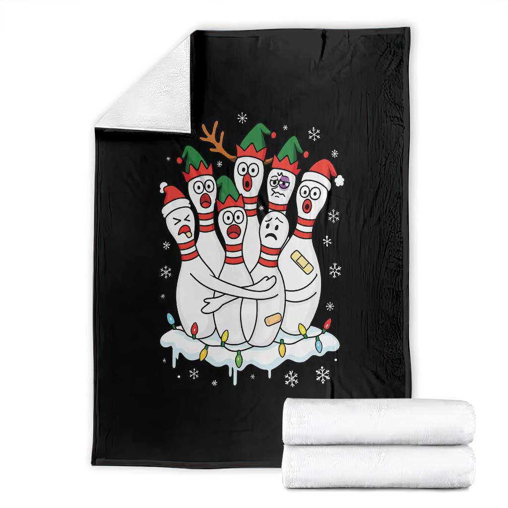 Funny Scared Cartoon Christmas Bowling Pins Throw Blanket TS11 Black Print Your Wear