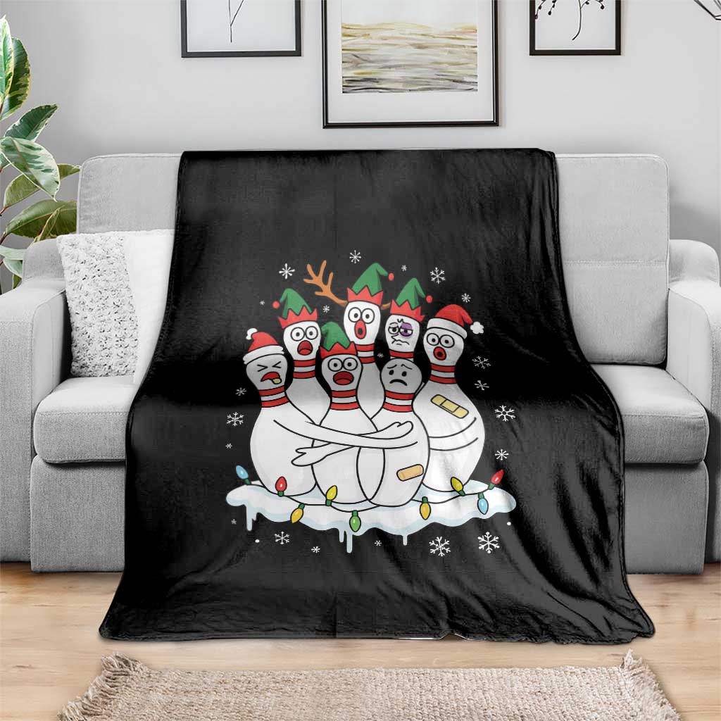 Funny Scared Cartoon Christmas Bowling Pins Throw Blanket TS11 Print Your Wear