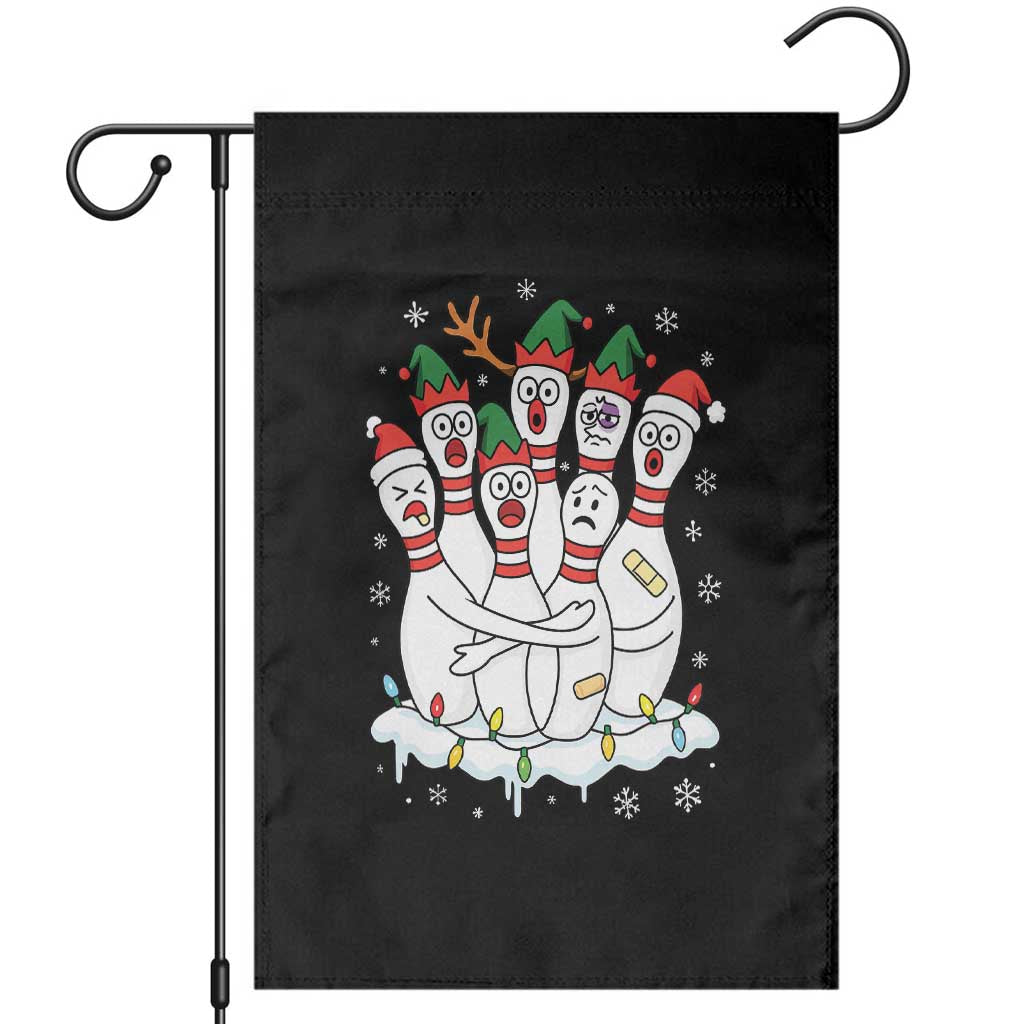 Funny Scared Cartoon Christmas Bowling Pins Garden Flag TS11 Black Print Your Wear