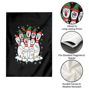 Funny Scared Cartoon Christmas Bowling Pins Garden Flag TS11 Print Your Wear