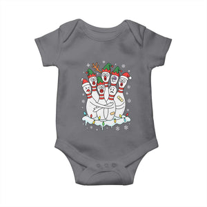 Funny Scared Cartoon Christmas Bowling Pins Baby Onesie TS11 Charcoal Print Your Wear