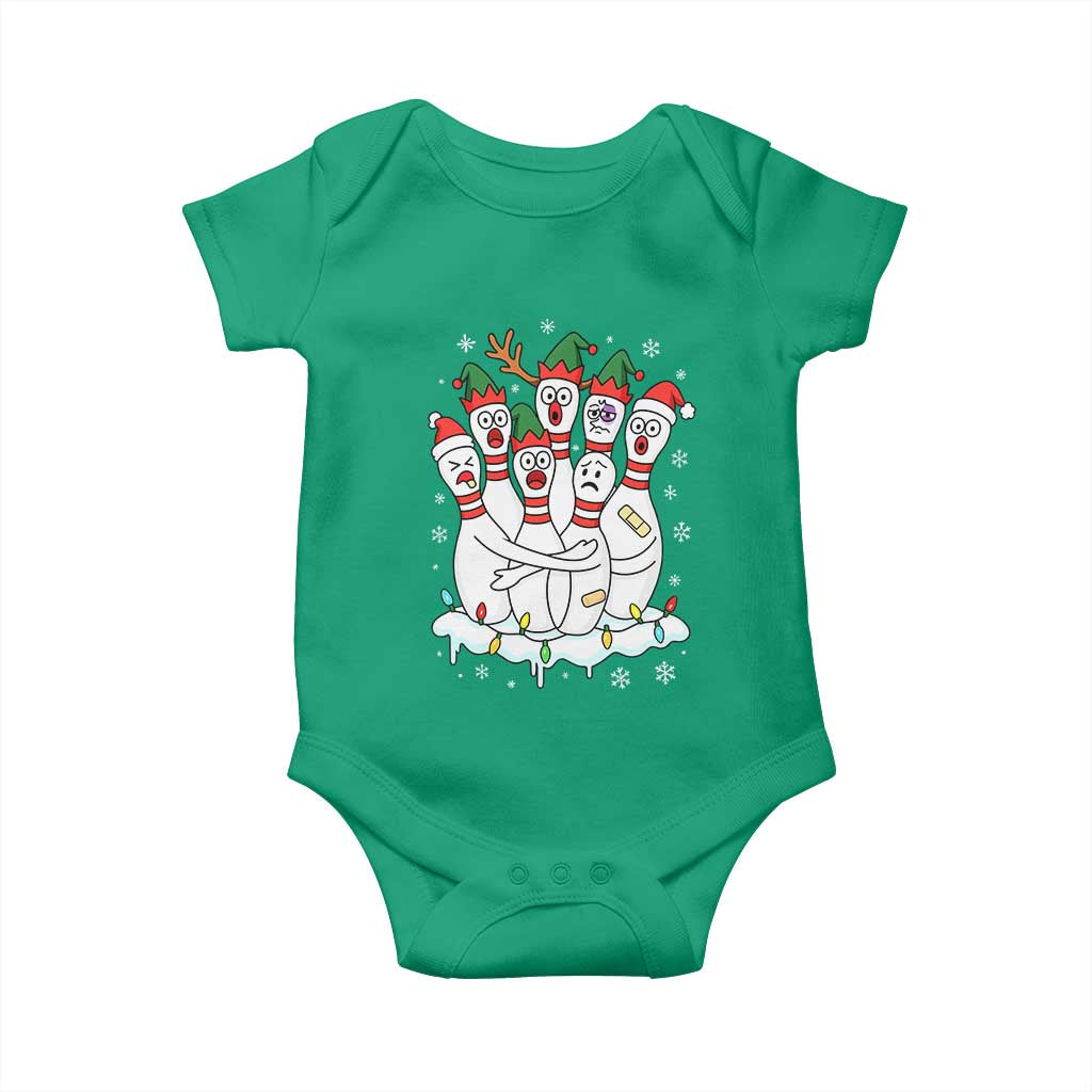Funny Scared Cartoon Christmas Bowling Pins Baby Onesie TS11 Irish Green Print Your Wear