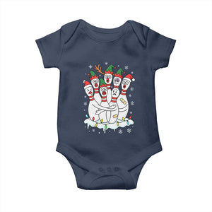 Funny Scared Cartoon Christmas Bowling Pins Baby Onesie TS11 Navy Print Your Wear