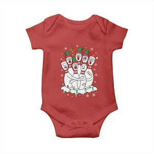 Funny Scared Cartoon Christmas Bowling Pins Baby Onesie TS11 Red Print Your Wear