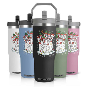 Funny Scared Cartoon Christmas Bowling Pins Flip Straw Tumbler TS11 Print Your Wear