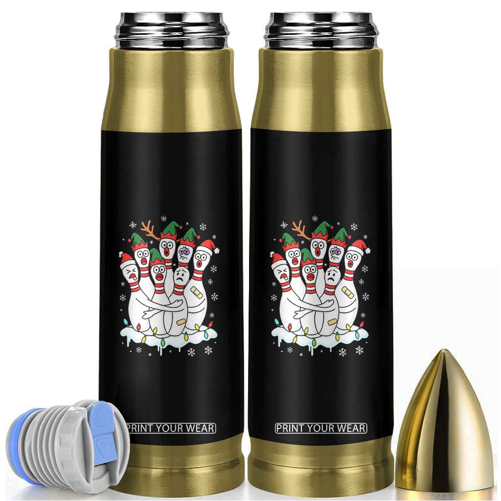 Funny Scared Cartoon Christmas Bowling Pins Bullet Tumbler TS11 Black Print Your Wear