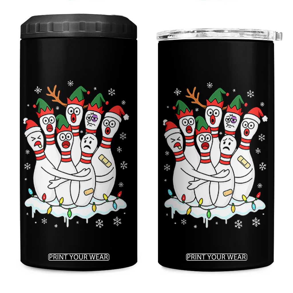Funny Scared Cartoon Christmas Bowling Pins 4 in 1 Can Cooler Tumbler - Print Your Wear